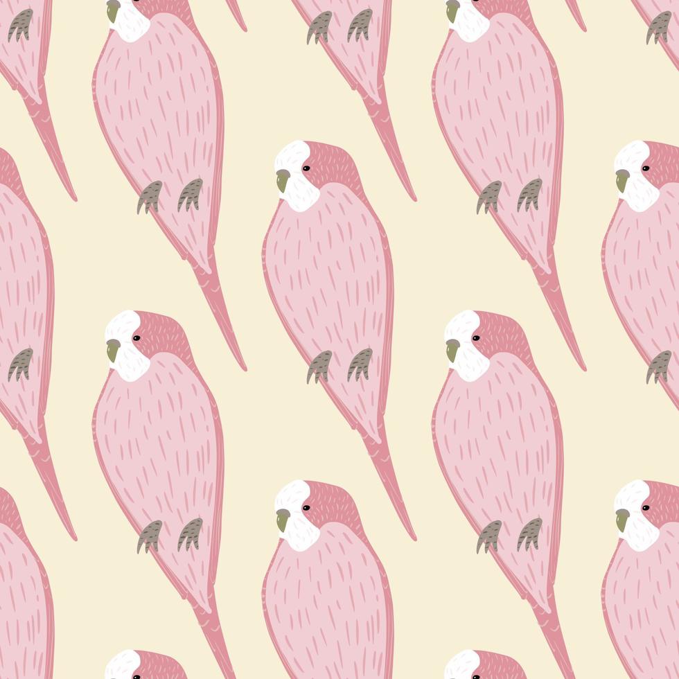 padrão sem emenda de zoológico em estilo desenhado à mão com formas de pássaros de papagaio rosa. fundo claro. ornamento da natureza. vetor