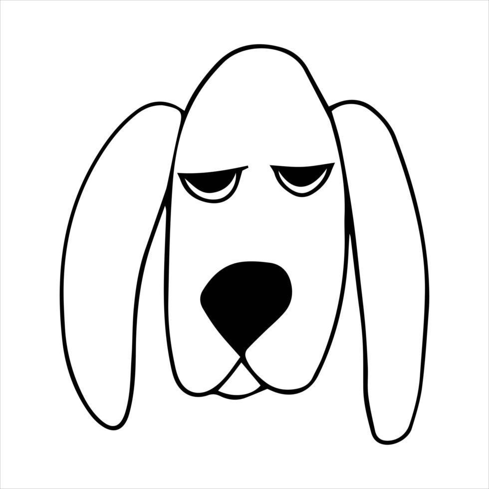 retrato vetorial de um cão basset hound no estilo de desenho animado doodle. ilustração de animal de estimação em estilo de arte de linha vetor