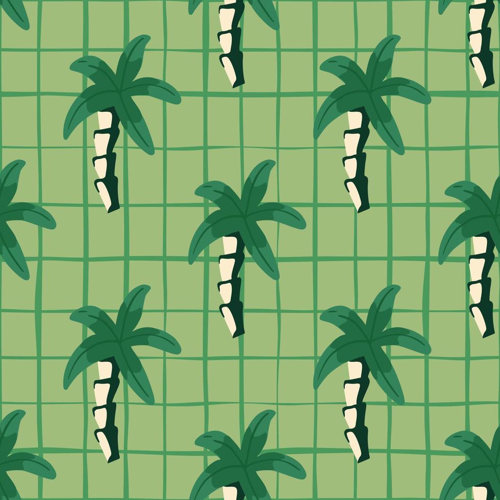 padrão sem emenda de palmeira no fundo de linhas. papel de parede tropical geométrico. pano de fundo de palmeira verde. vetor