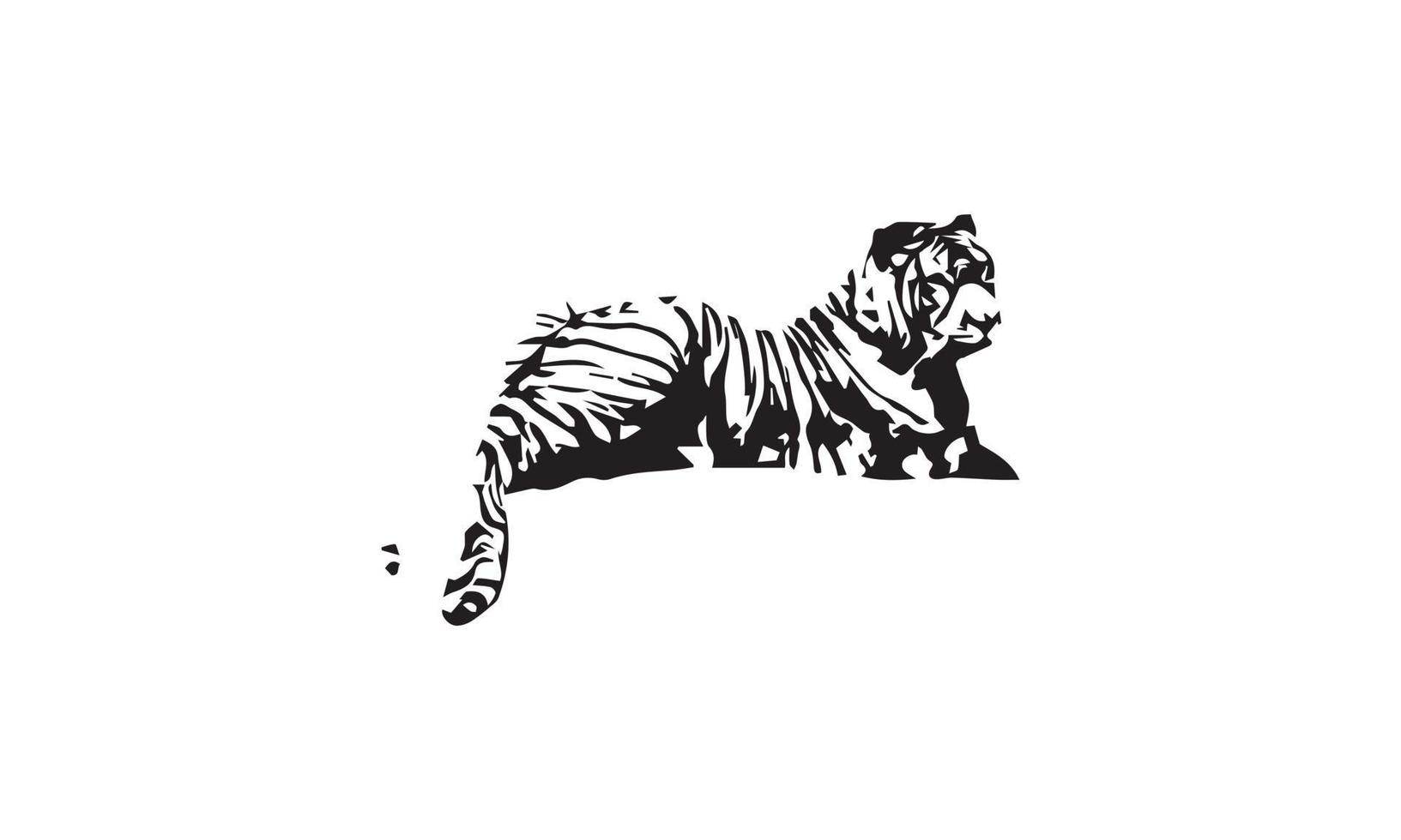 desenho de ilustração vetorial de tigre preto e branco vetor