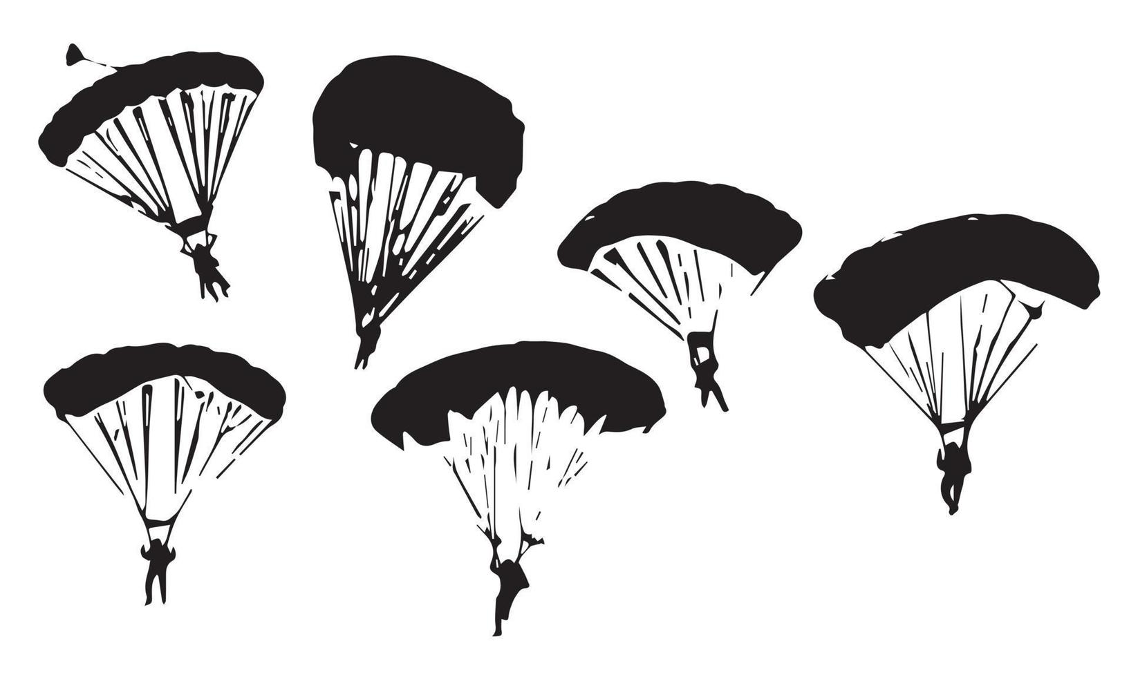 coleção de design de ilustração vetorial de paraquedismo em preto e branco vetor