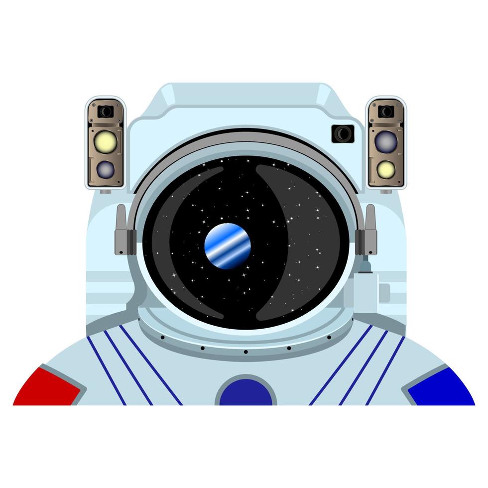 cabeça de astronauta vista frontal realista fundo branco isolado vetor
