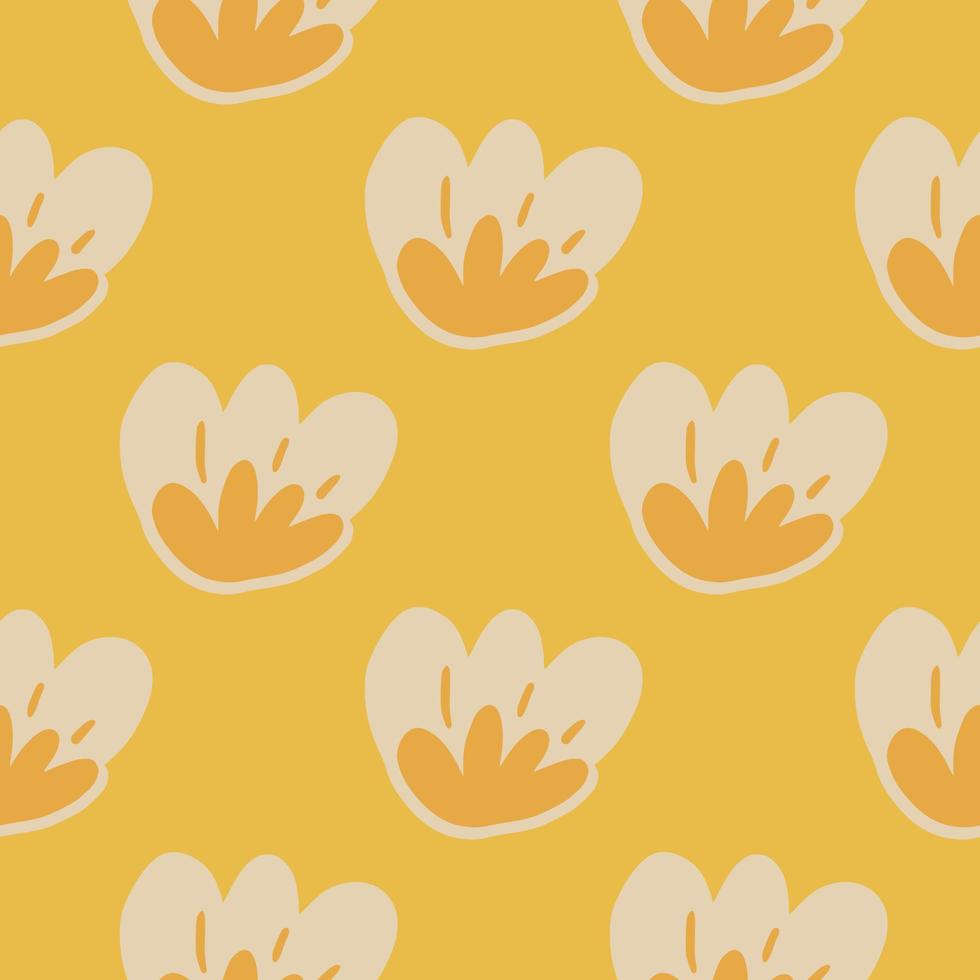 abstrato flor em botão sem costura padrão sobre fundo amarelo. doodle papel de parede sem fim floral. vetor