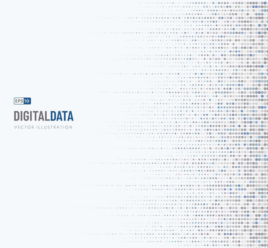 tecnologia de dados digitais abstratos ponto cinza, fundo de pixel padrão azul. design de textura de meio-tom de tecnologia. conceito futurista moderno. ilustração gráfica vetorial vetor