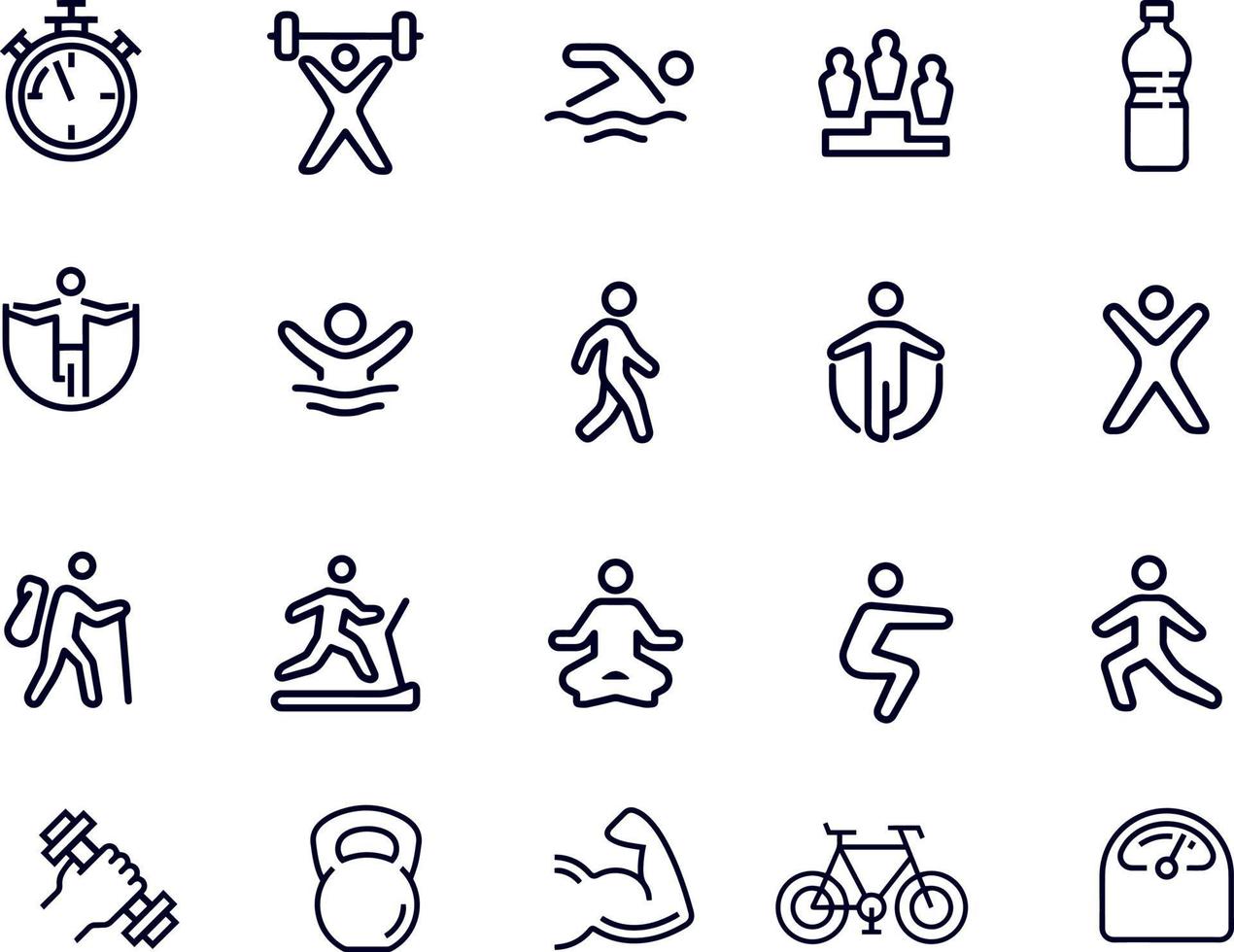 conjunto de ícones de linha de fitness design vetorial vetor
