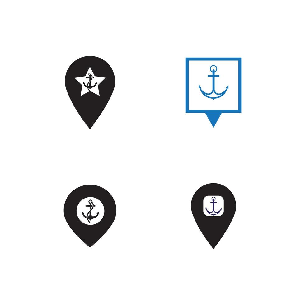 ponteiro de mapa com símbolo de âncora e ícone de porto marítimo roxo digital para qualquer projeto isolado na ilustração vetorial branca vetor