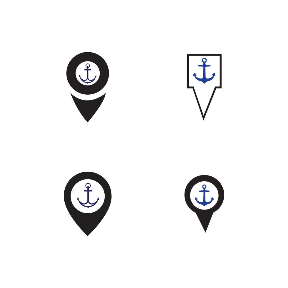 ponteiro de mapa com símbolo de âncora e ícone de porto marítimo roxo digital para qualquer projeto isolado na ilustração vetorial branca vetor