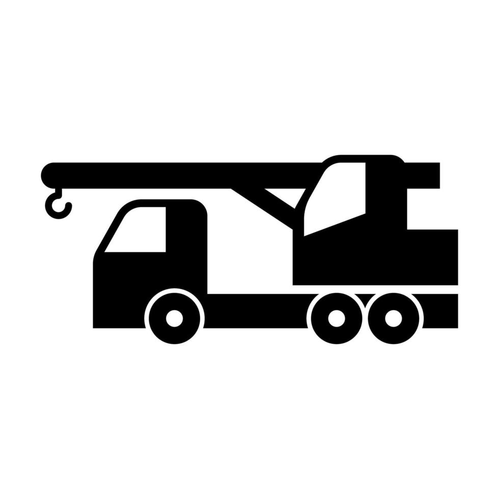 ícone de transporte de silhueta de caminhão guindaste vetor