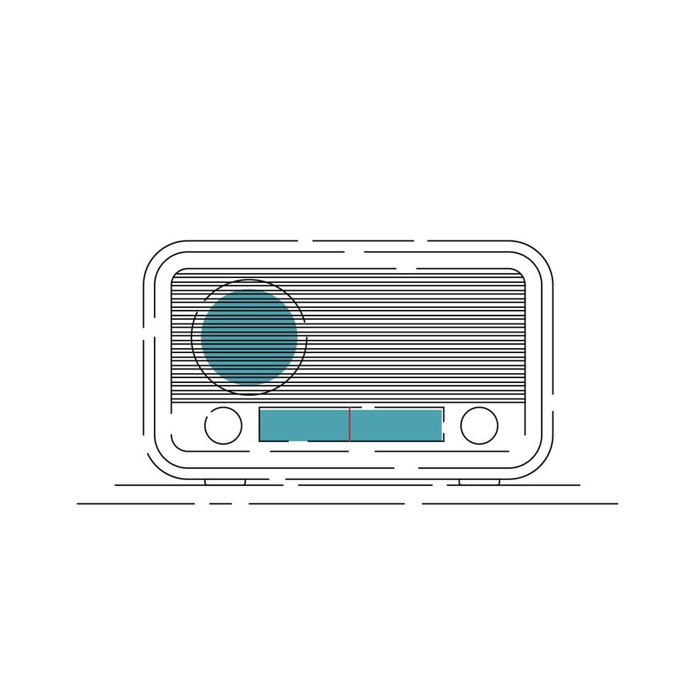 ilustração vetorial de rádio vintage com design de contorno simples. bom modelo para design de entretenimento ou rádio vetor
