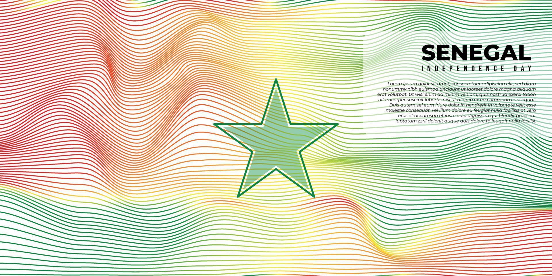 fundo com design vermelho amarelo e verde. fundo do dia da independência do senegal com design de estrela verde. vetor