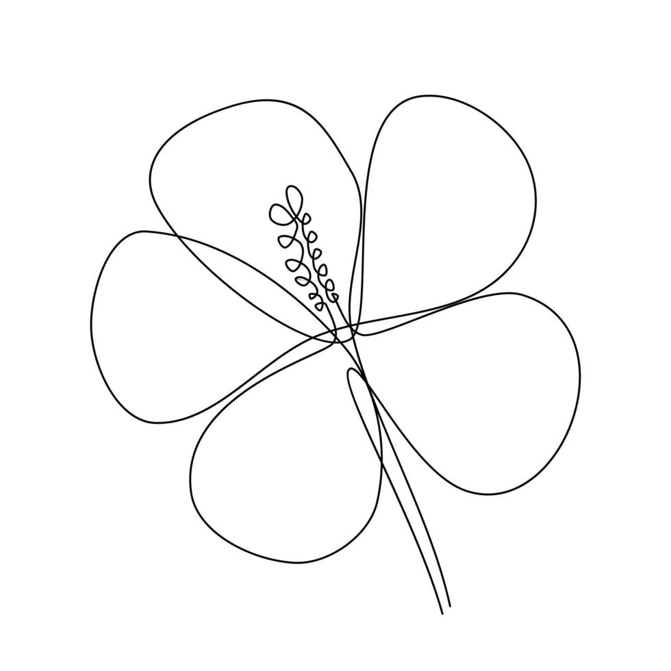 desenho de linha de uma flor de hibisco. esboço de linha preta minimalista sobre fundo branco. modelos para seus projetos. ilustração vetorial. vetor