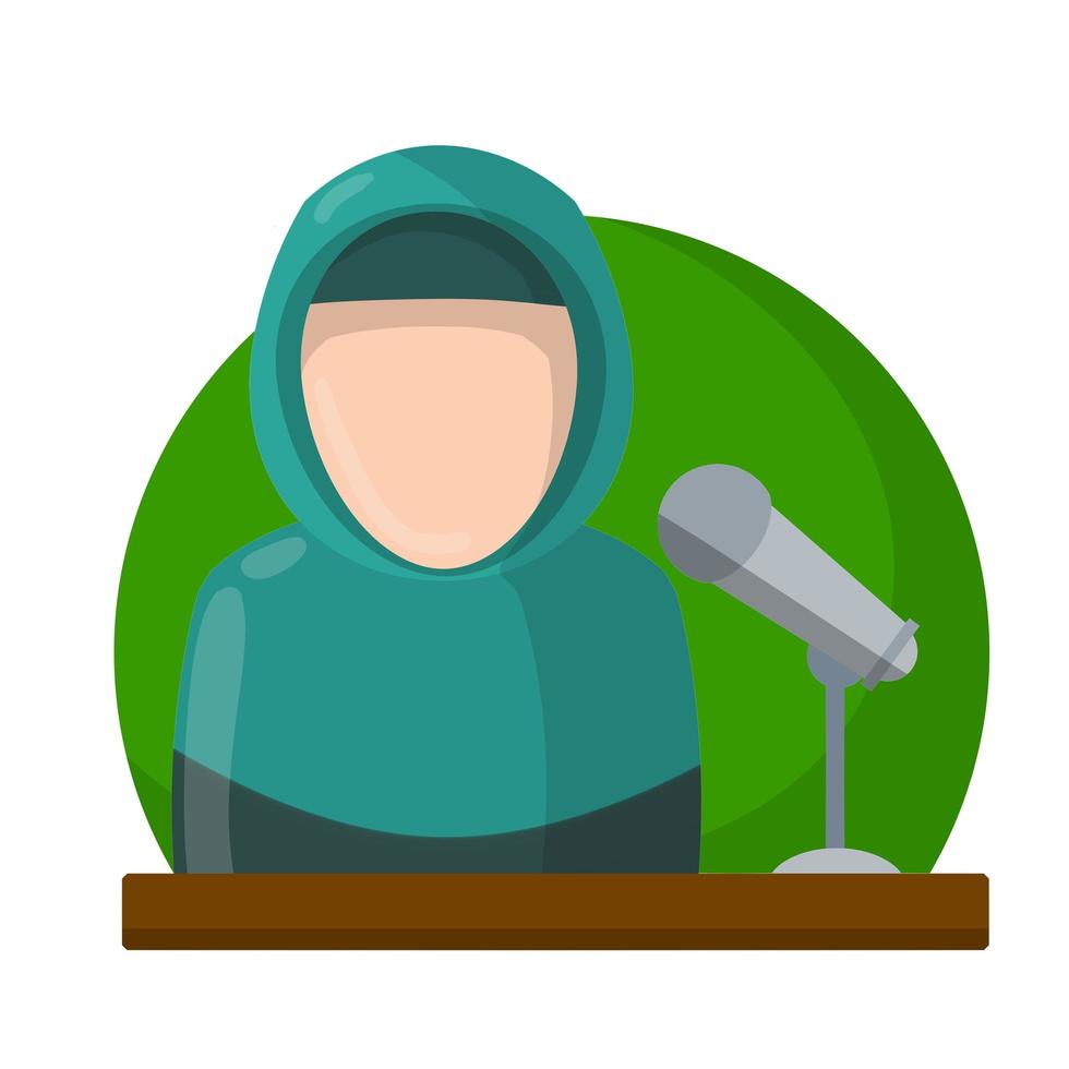 discurso político feminino árabe no pódio com microfone. vetor