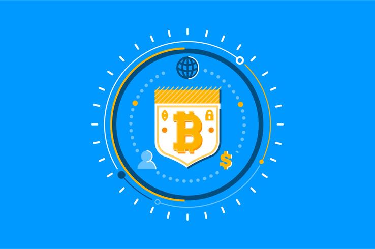 Conjunto de ilustração de conceito de segurança Bitcoin vetor