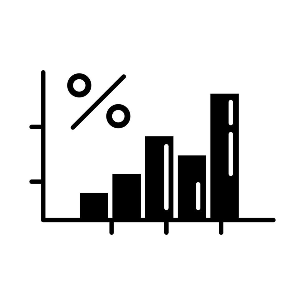 ícone de glifo de relatório financeiro. linhas de crédito ao consumidor. crescente infográfico de finanças. gráfico de economia. relatório financeiro. símbolo de silhueta. espaço negativo. ilustração vetorial isolada vetor