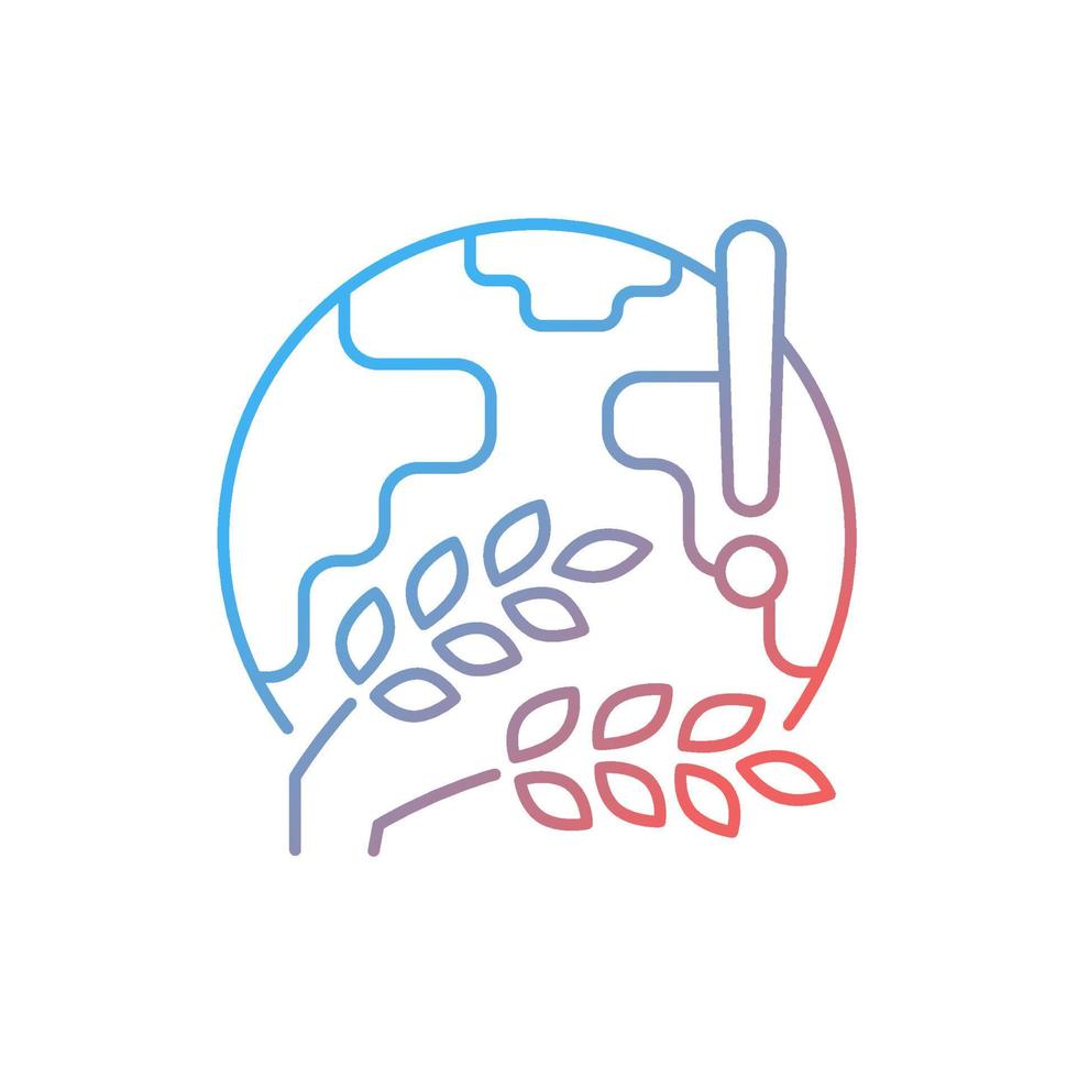 colheita mundial murcha ícone de vetor linear gradiente. desastre da humanidade. perda de colheita é possível devido às mudanças climáticas. símbolo de cor de linha fina. pictograma de estilo moderno. desenho de contorno isolado de vetor