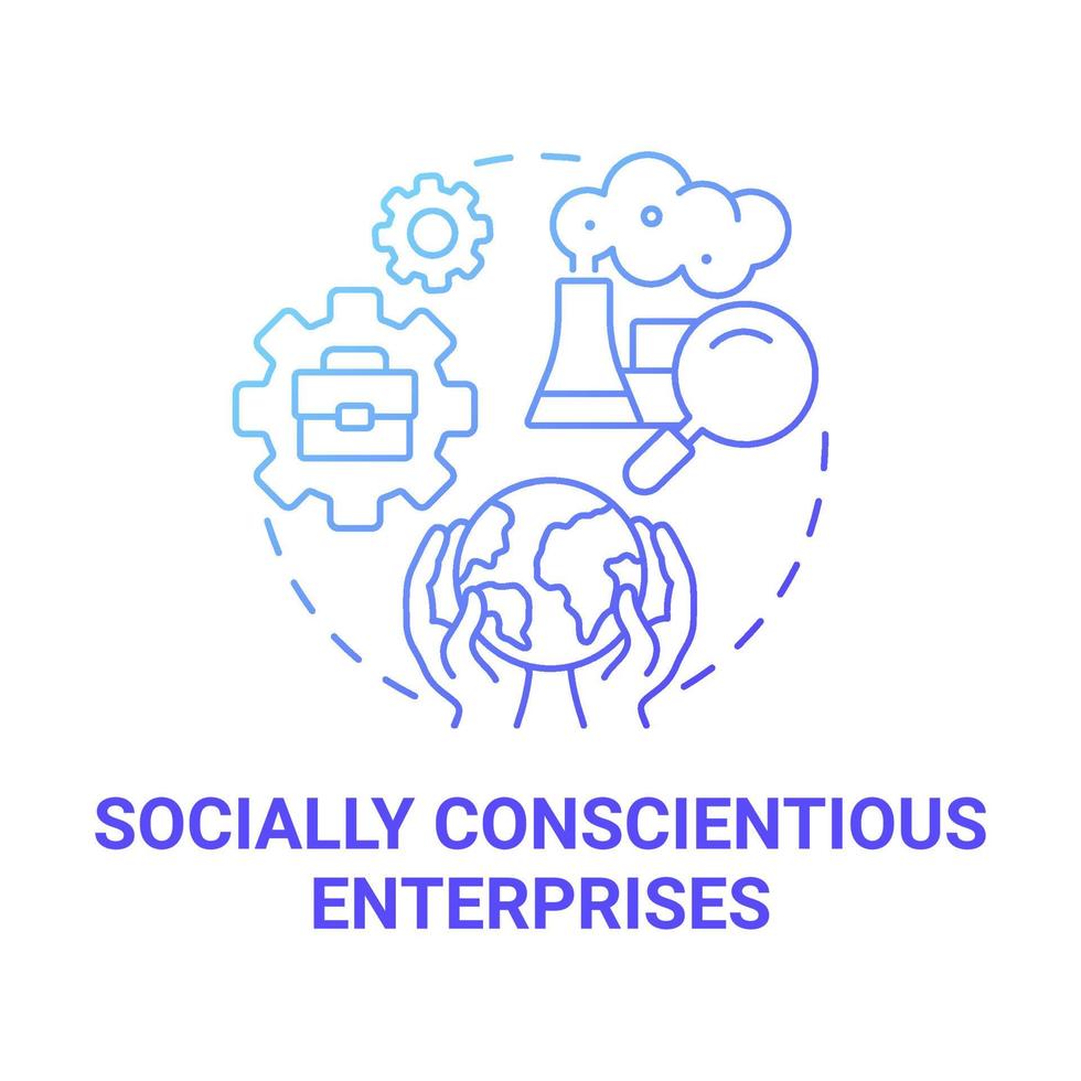 ícone de conceito gradiente azul de empresas socialmente conscientes. empresário social foco idéia abstrata ilustração de linha fina. responsabilidade corporativa. desenho de cor de contorno isolado de vetor