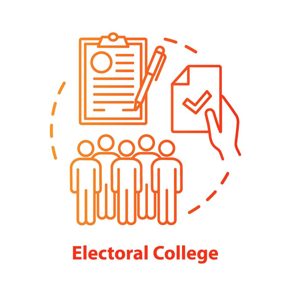 ícone do conceito de eleições. ilustração de linha fina de ideia de colégio eleitoral. votação, escolha de candidatos políticos, partidos. eleitorado. desenho de contorno isolado do vetor. curso editável vetor