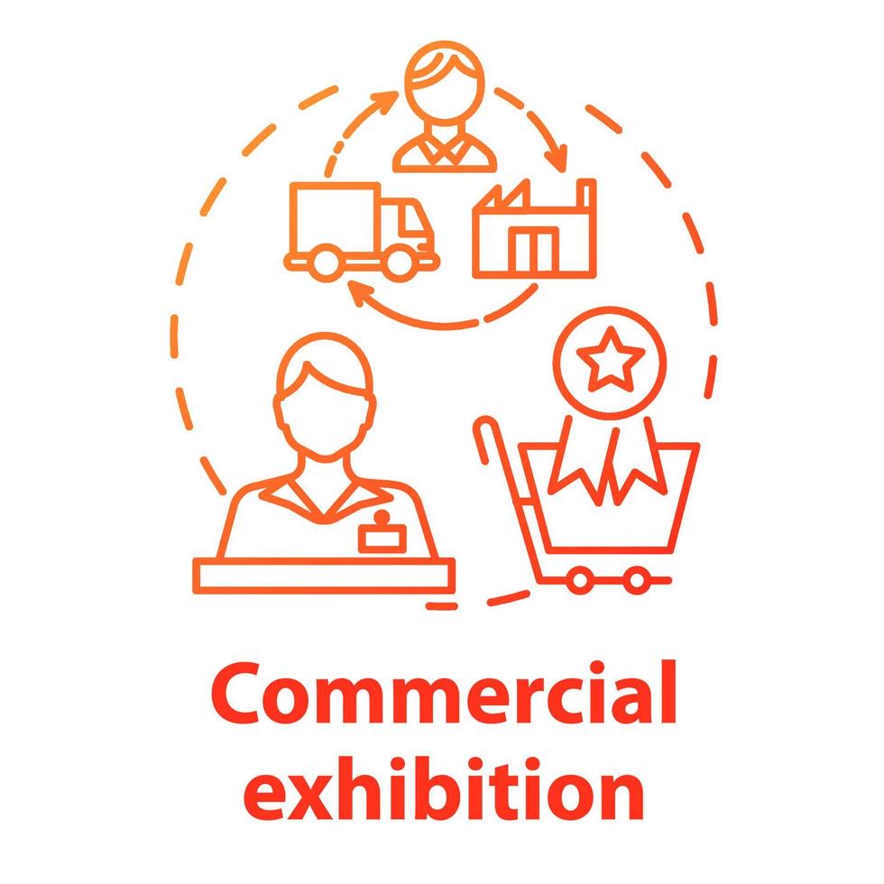 ícone do conceito de exposição comercial. feira de comércio internacional. exibição de mercado. convenção para comprar obras de arte. ilustração de linha fina de ideia de exposição de promoção de museu. desenho de contorno isolado de vetor