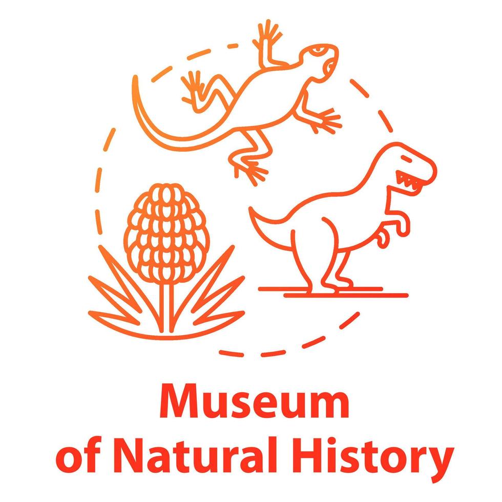 museu do ícone do conceito de história natural. animais pré-históricos. exposição biológica. naturhistorisches. ilustração de linha fina de ideia de exposição paleontológica. desenho de contorno isolado de vetor