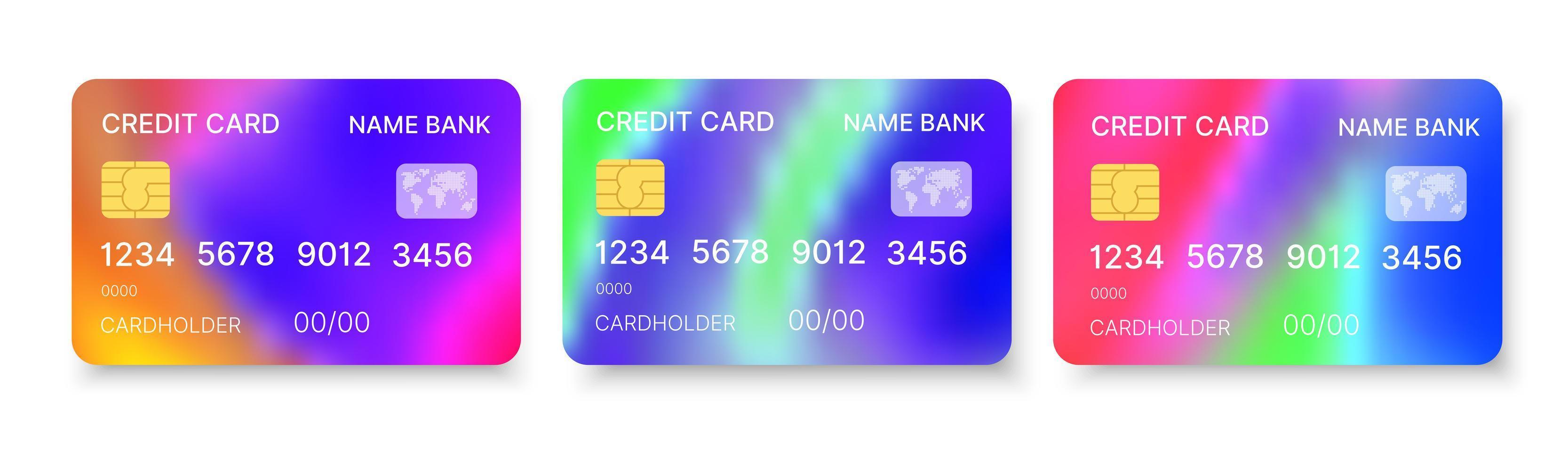 cartões de crédito definir vetor de modelo multicolorido com fundo de desenho geométrico triângulo abstrato