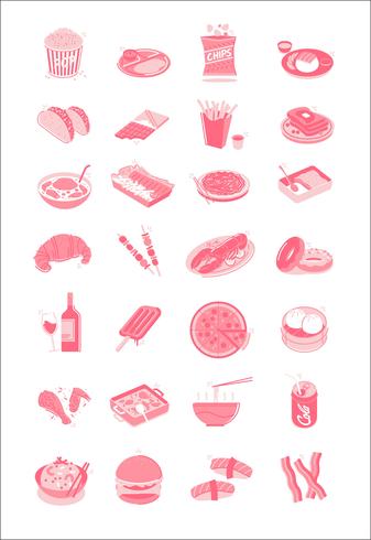 Food &amp; drinks illustration icons set coleção vetor