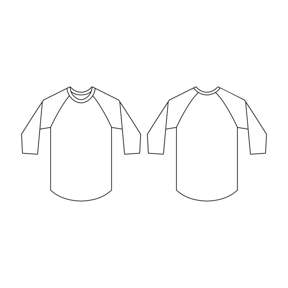 modelo raglan ilustração vetorial design plano modelo de contorno coleção de roupas vetor