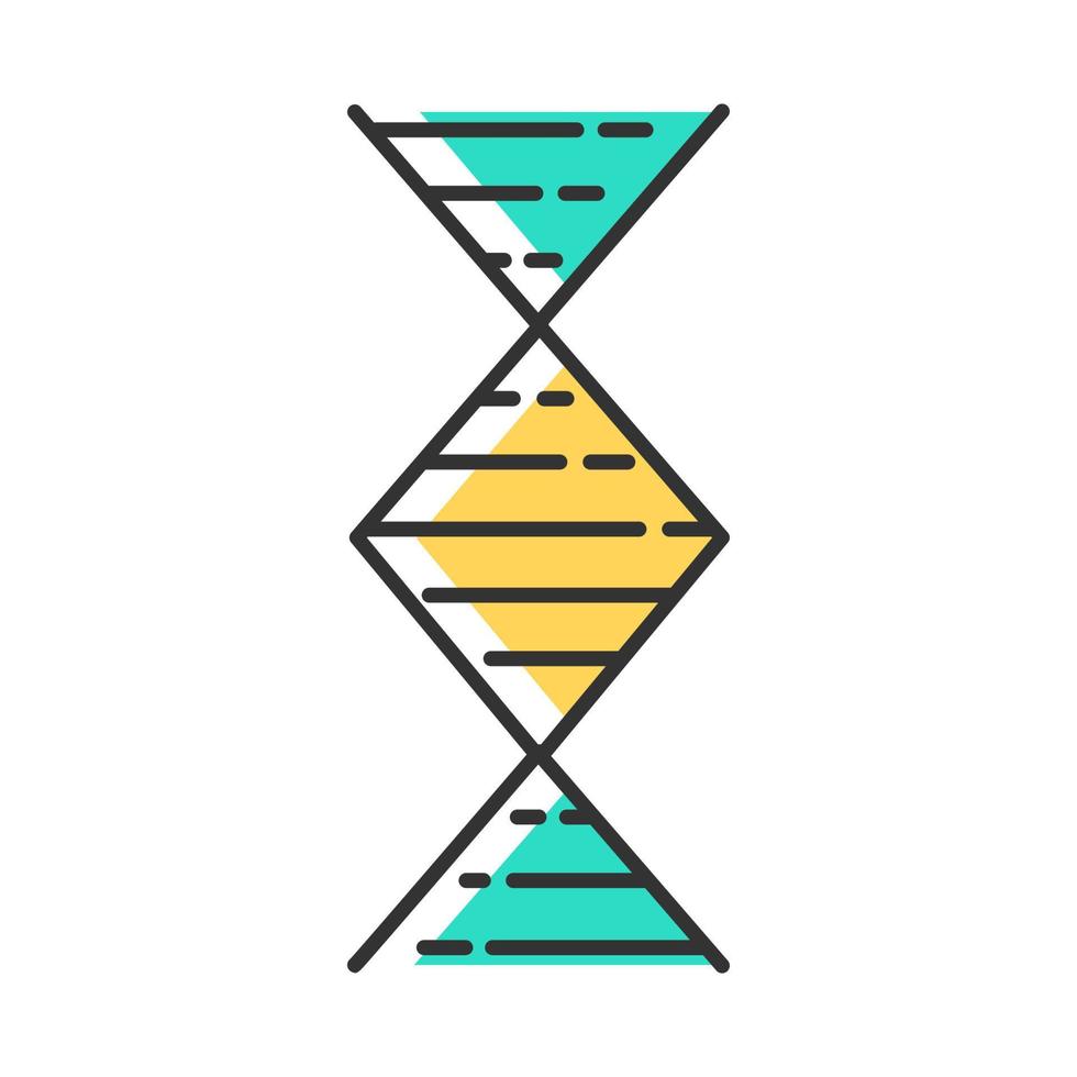 ícone de cor de hélice de dna em forma de diamante. desoxirribonucleico, estrutura de ácido nucleico. fios em espiral. cromossoma. biologia molecular. Código genético. genoma. genética. ilustração vetorial isolada vetor