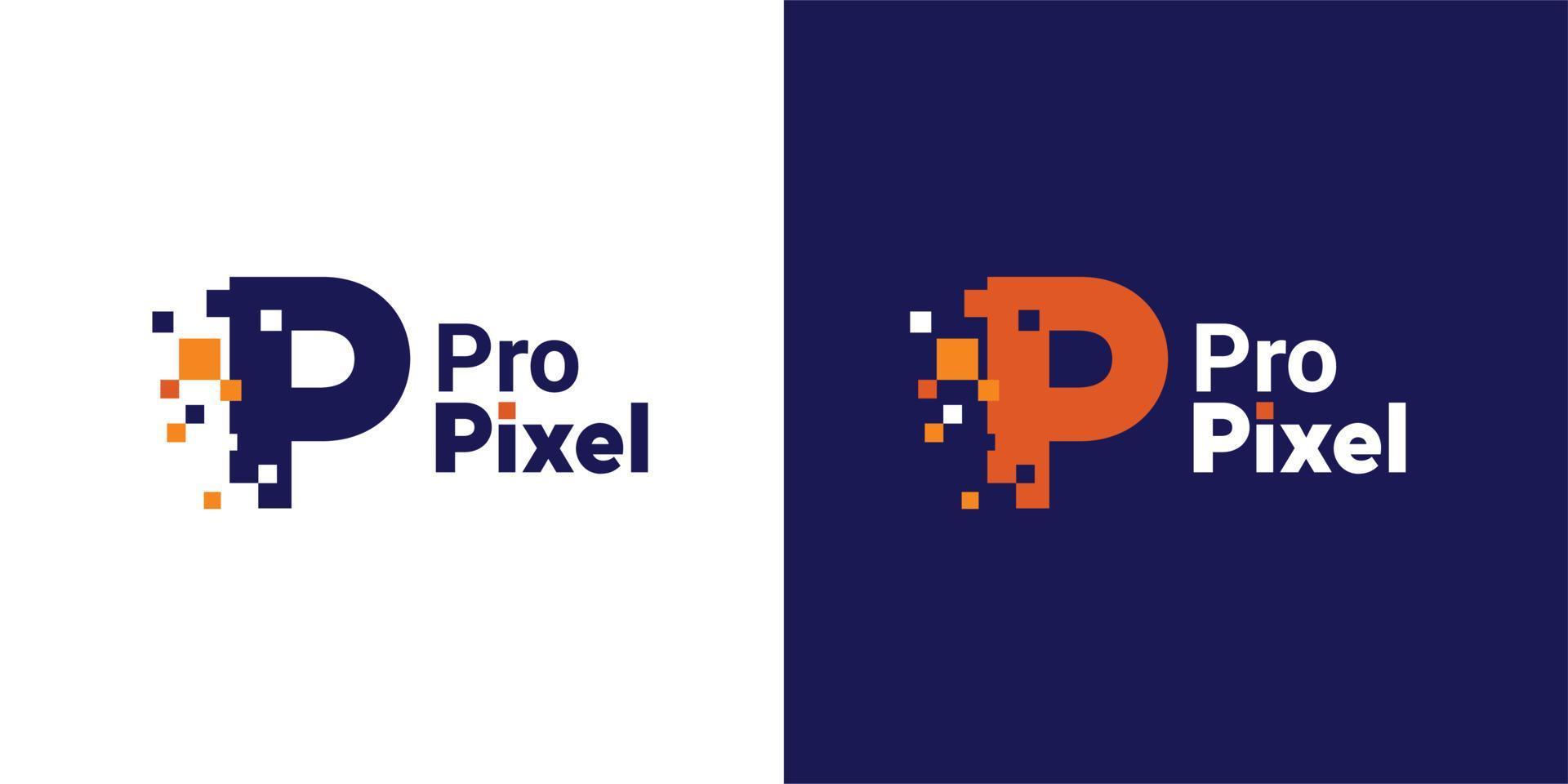 logotipo de letra p ponto minimalista. p letra pixel marca digital 8 bits vetor