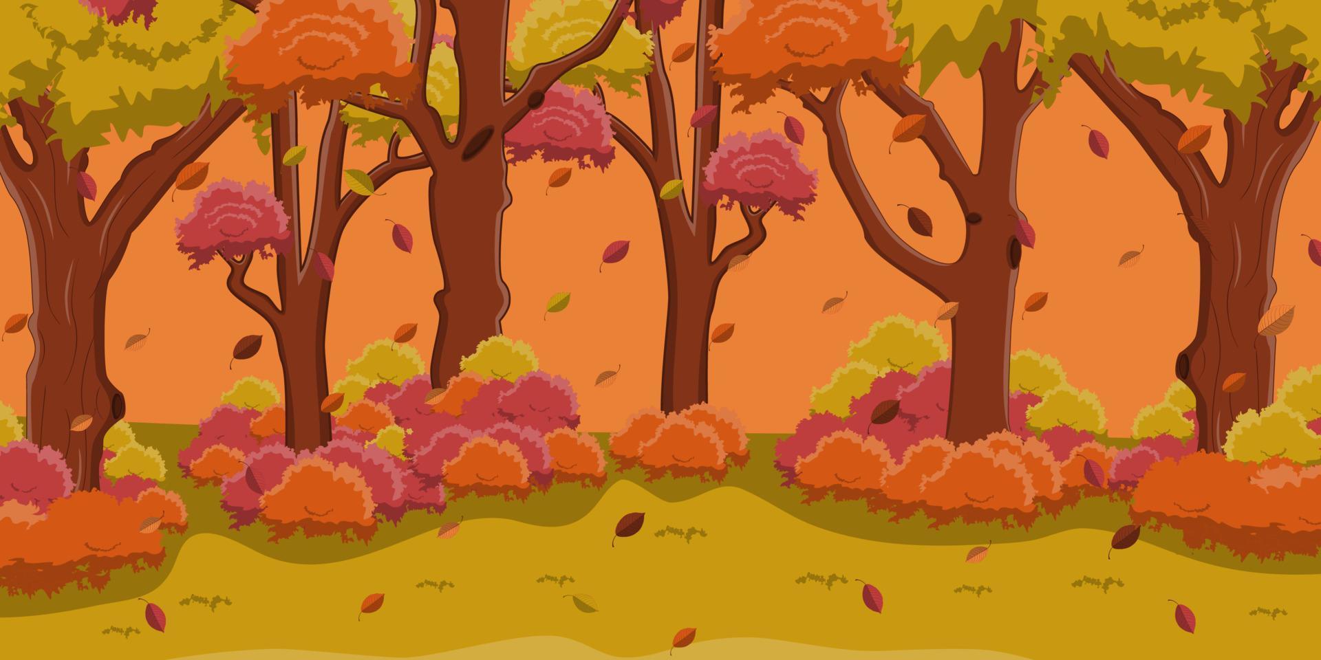floresta de paisagem de outono com árvores vetor