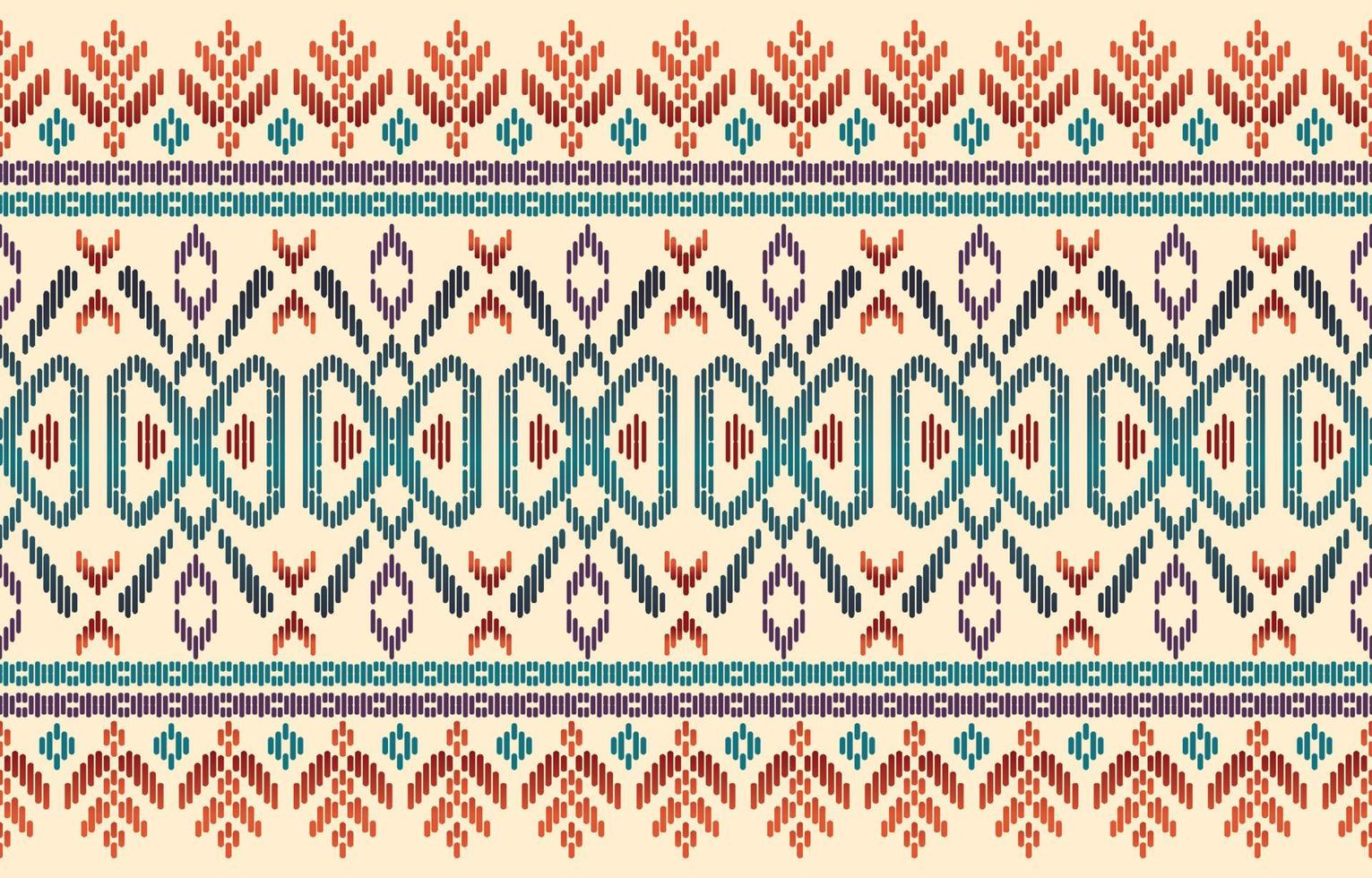 abstrato étnico. sem costura em bordados tribais, folclóricos, tecido ikat nativo. impressão de ornamento de arte geométrica asteca. design para tapete, papel de parede, vestuário, embrulho, têxtil, tecido, decorativo vetor