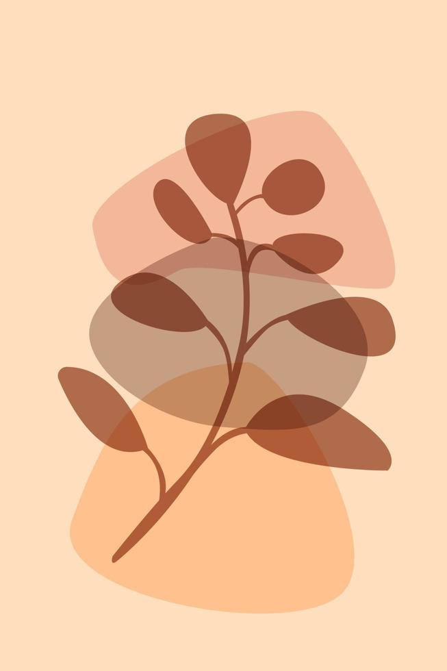 cartaz de boho abstrato de vetor. design contemporâneo floral minimalista vetor
