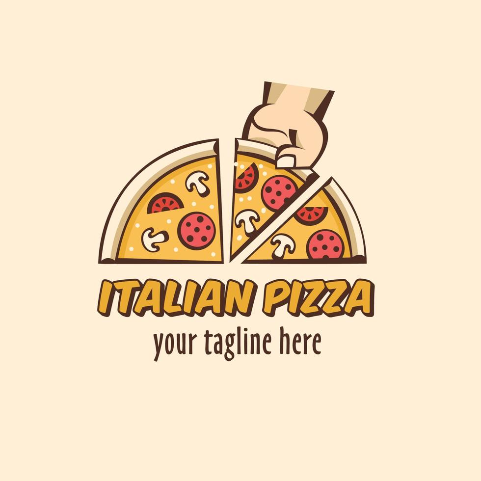 ilustração em vetor de pizza. logotipo de pizza italiana. em estilo de desenho animado.