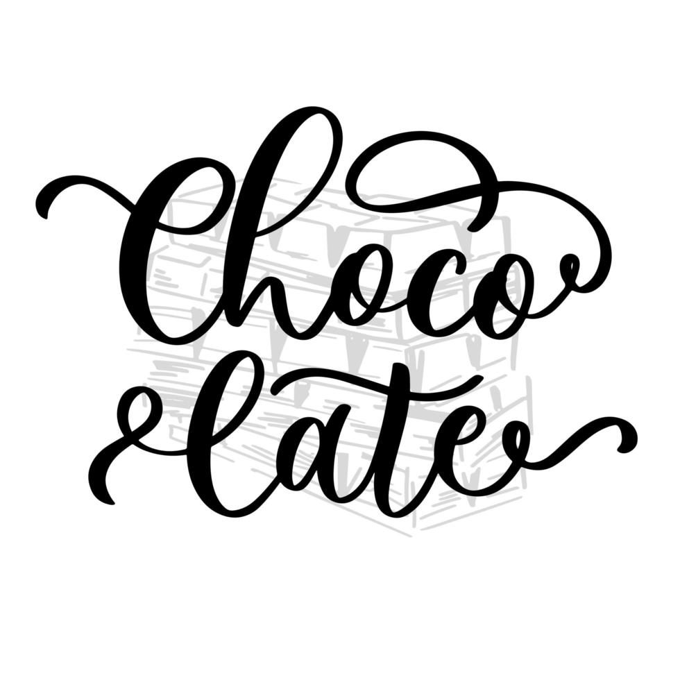 logotipo de letras manuscritas de chocolate. elegante caligrafia de pincel moderno para pôster, cartão postal, etiqueta, adesivo, logotipo. vetor