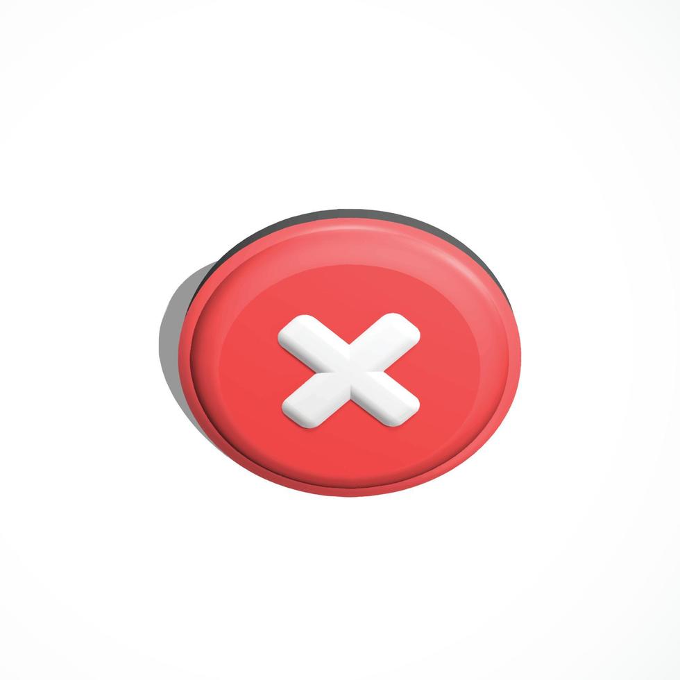 renderização de ícone 3d de botão errado vetor