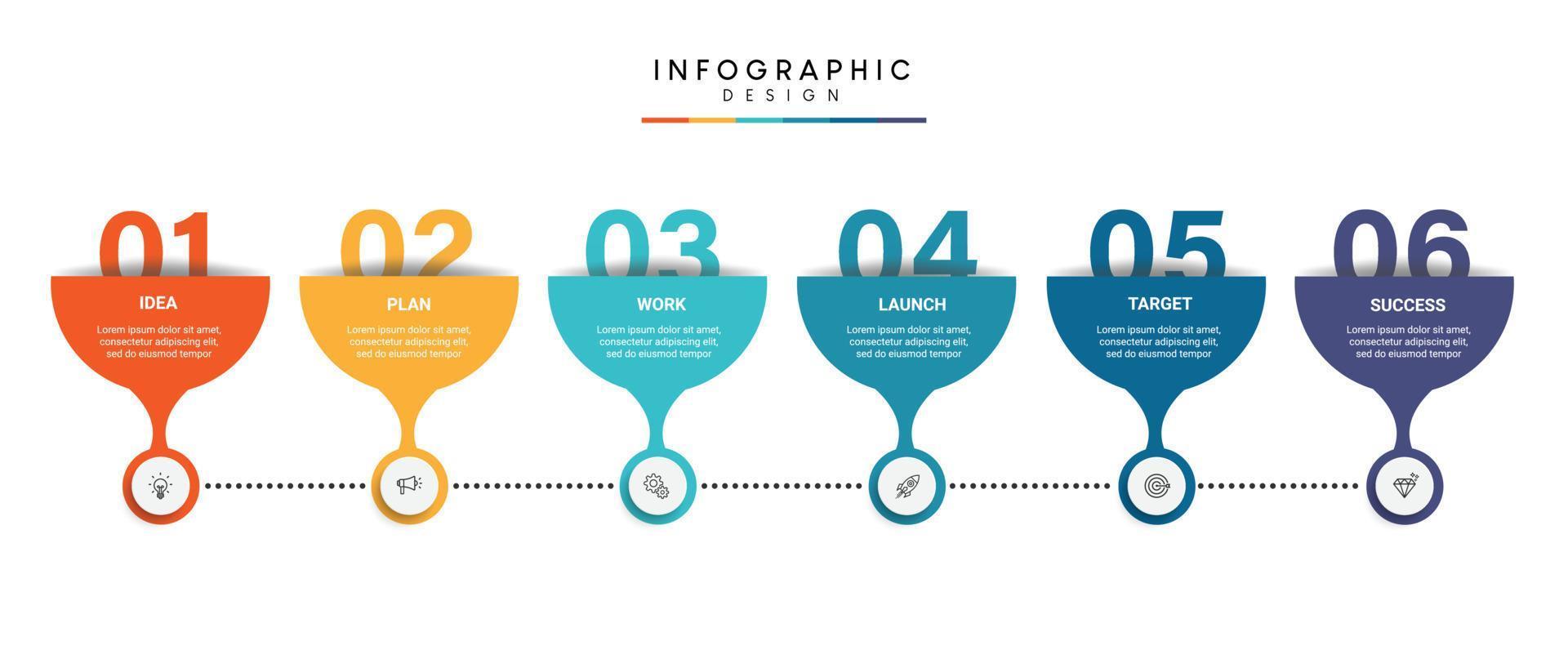 etapas design de modelo infográfico de processo de cronograma de visualização de dados de negócios com ícones vetor