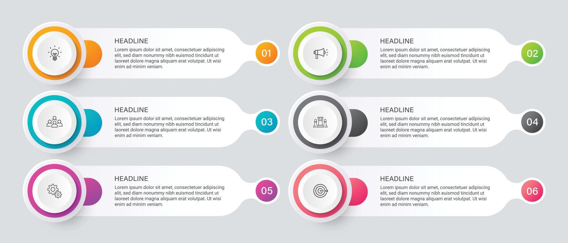 etapas design de modelo infográfico de processo de cronograma de visualização de dados de negócios com ícones vetor