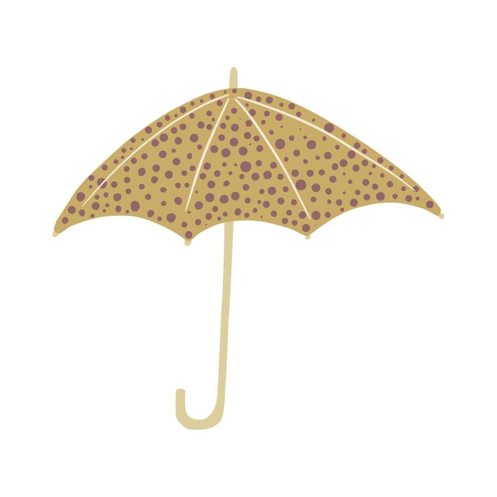 guarda-chuvas abertos com bolinhas isoladas no fundo branco. guarda-chuvas abstratos cor marrom em estilo doodle. vetor