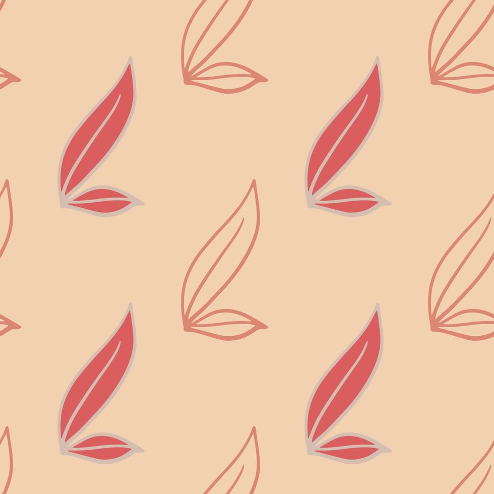 flor sem costura padrão com impressão de formas de folha de folha com contornos desenhados à mão. fundo de paleta rosa. vetor