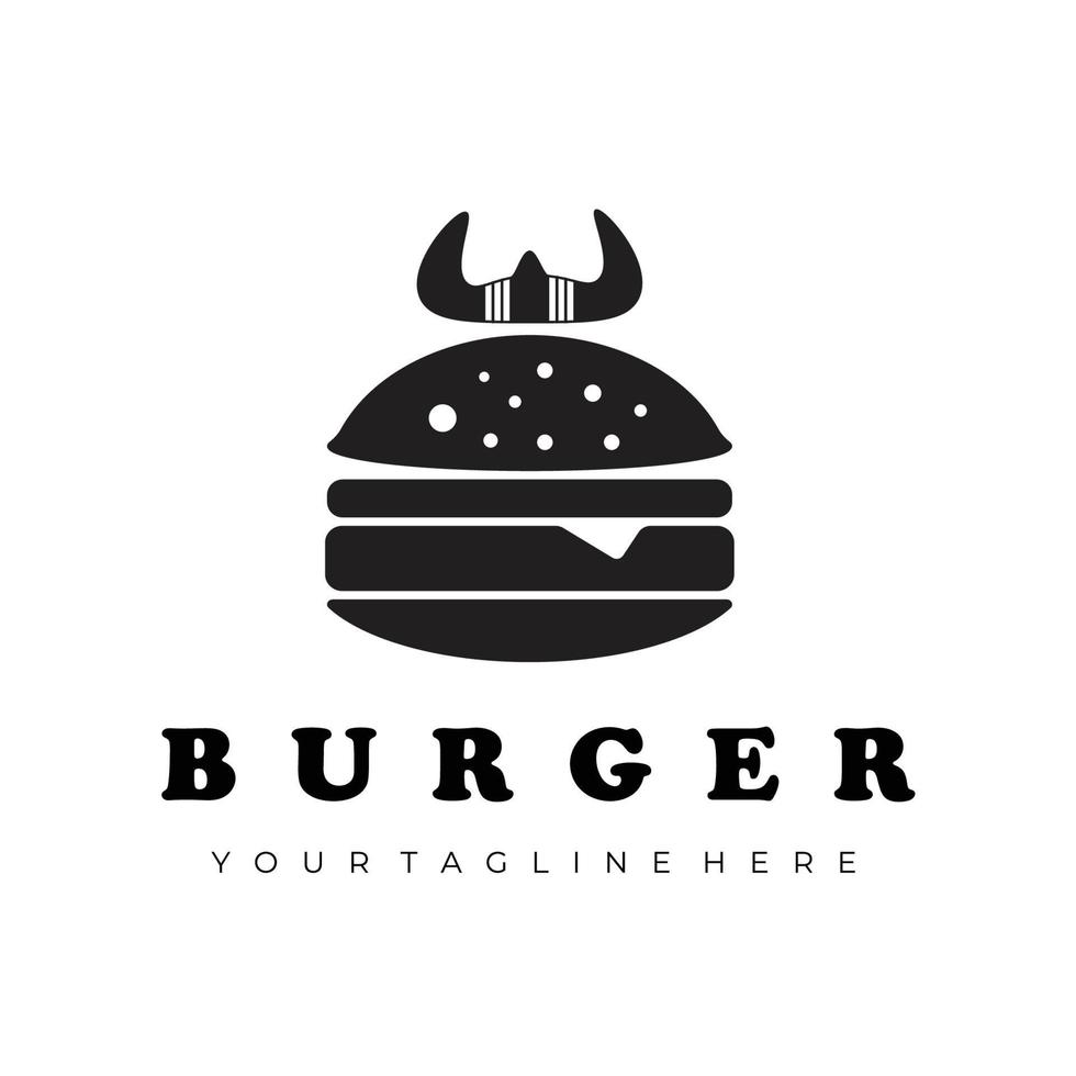 hambúrguer logotipo linha arte ilustração design vetor natureza criativa minimalista contorno monolinha linear simples moderno