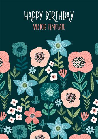 Vector design floral com flores bonitos. Modelo para cartão, cartaz, flyer, decoração para casa