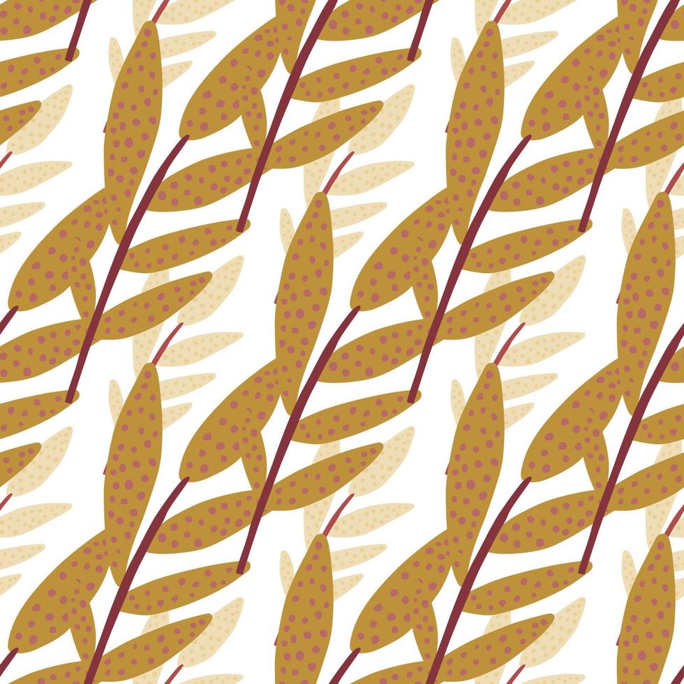 ramos de outono com padrão sem emenda de folhas em fundo branco. papel de parede sem fim de folha. ornamento de folhagem decorativa. vetor