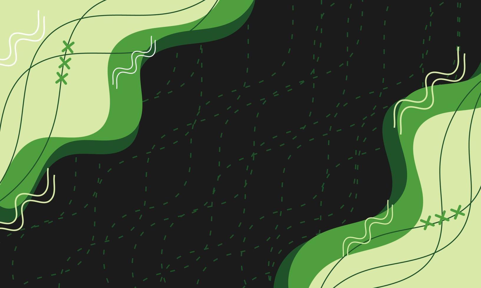 fundo ondulado verde liso abstrato com memphis vetor