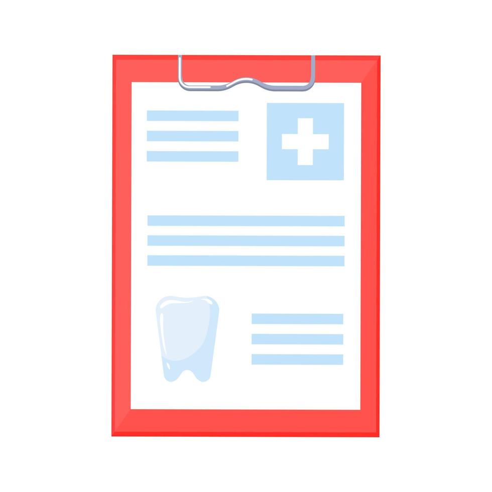 ícone de história médica odontológica. relatório médico da área de transferência em estilo simples isolado vetor
