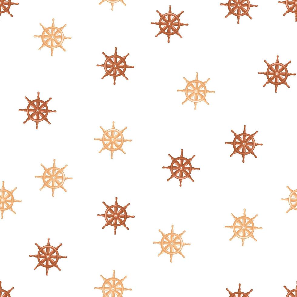 vintage padrão sem emenda com ornamento de leme de navio laranja e marrom. fundo branco. cenário isolado. vetor