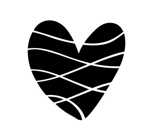 Vector ilustração escandinavos coração no estilo do minimalismo. Sinal de amor de vetor de caligrafia romântica. Ícone de mão desenhada para dia dos namorados. Símbolo do conceito de cartão de felicitações, casamento cartaz