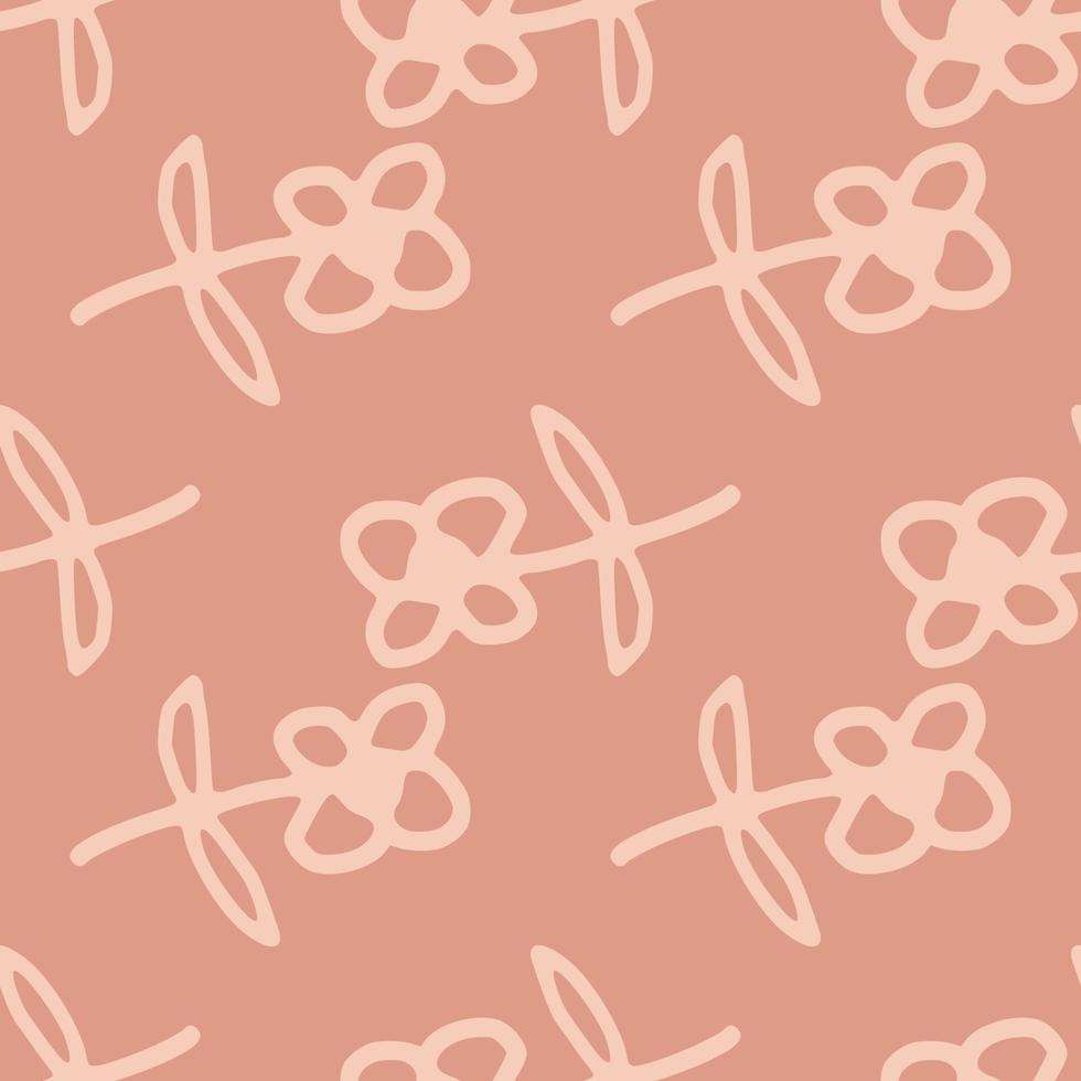 sem costura padrão com flores fofas em fundo rosa quente. estilo simples. doodle papel de parede floral. vetor