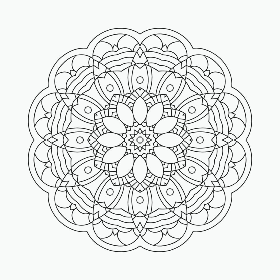 padrão de mandala de decoração para colorir. vetor de arte de linha de mandala de flores. vetor de padrão de mandala circular. elementos de decoração indiana vintage. padrão de mandala de página para colorir.