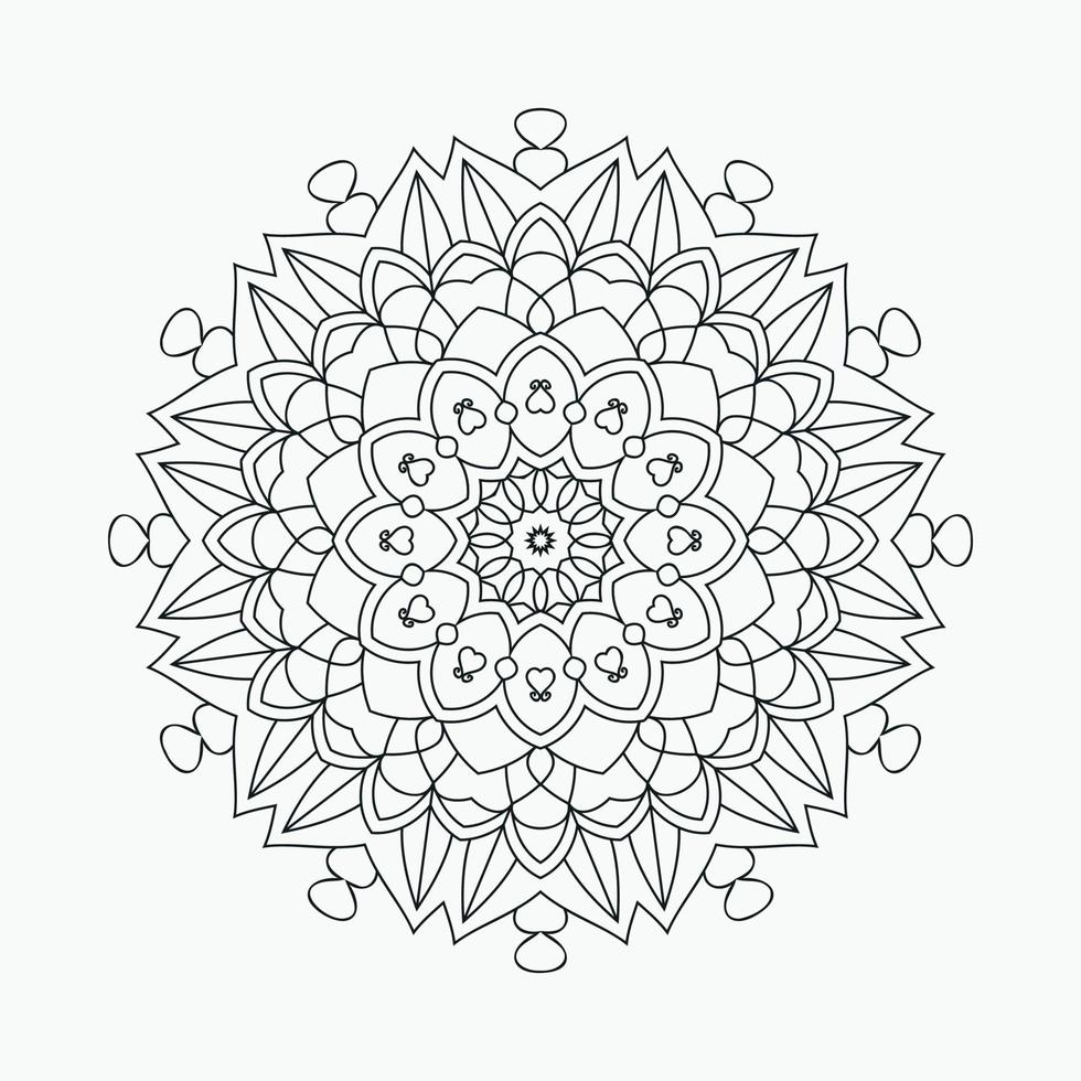 padrão de mandala de página para colorir. vetor de arte de linha mandala  flor decorativa. padrão de ornamento de mandala para colorir. elementos de  decoração árabe vintage. padrão de mandala preto e