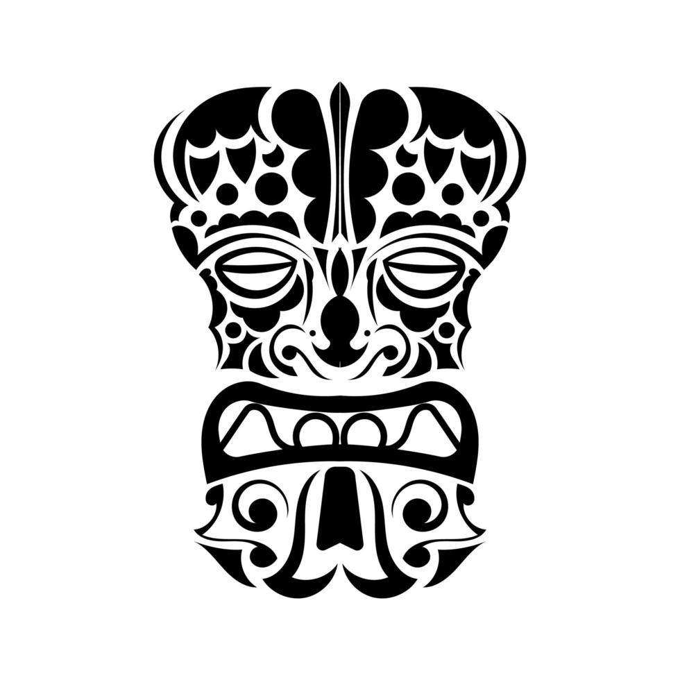 cara de totem. rosto em estilo polinésio ou maori. padrões tribais havaianos. bom para estampas e camisetas. isolado. vetor