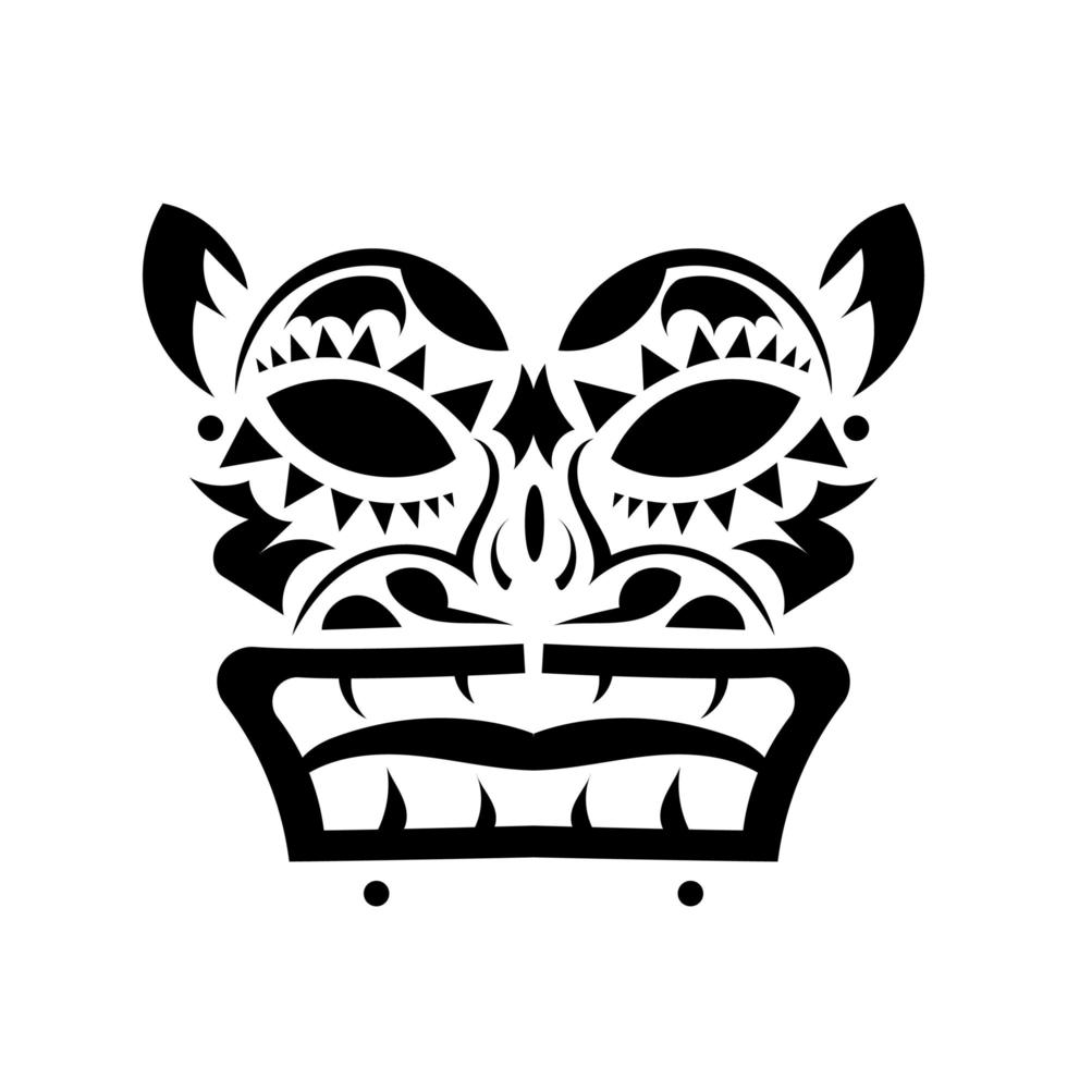 tatuagem de máscara maori. cara zangada em estilo polinésio. padrões tribais havaianos. isolado. ilustração vetorial. vetor
